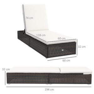 Outsunny Rattan Sun Loungers Set of 2