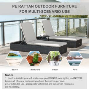 Outsunny Rattan Sun Loungers Set of 2