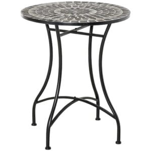 Outsunny Mosaic Side Table Bistro Patio Grey