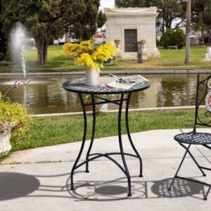 Outsunny Mosaic Side Table Bistro Patio Grey