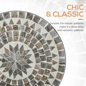 Outsunny Mosaic Side Table Bistro Patio Grey