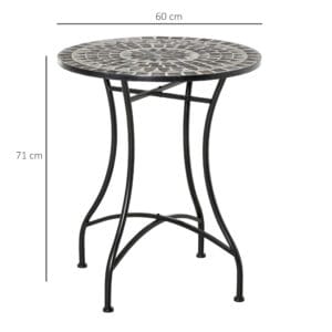 Outsunny Mosaic Side Table Bistro Patio Grey