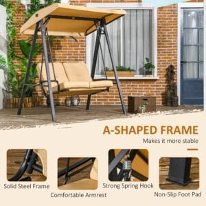 Outsunny 2 Seater Garden Swing Chair w/ Canopy