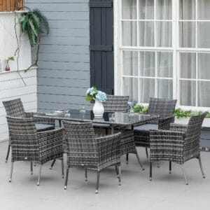 Outsunny Rattan Dining Set 6-seater