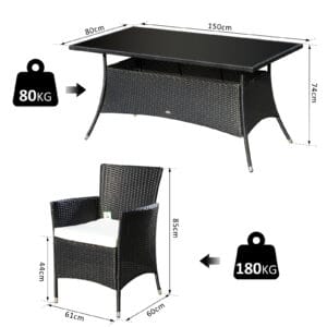 Outsunny Rattan Dining Set 6-seater