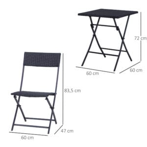 Outsunny Bistro Set 2 Chairs & 1 Table
