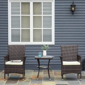 Outsunny Rattan Bistro Set 1 x Table 2 x Chairs