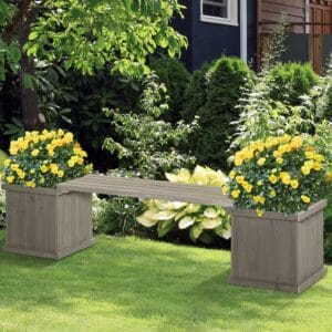 Outsunny Wooden Planter & Bench
