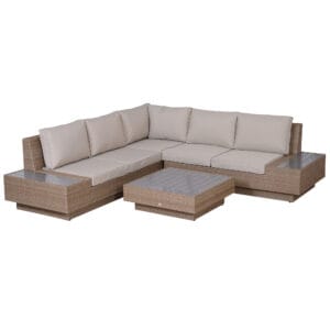 Outsunny 4pc Rattan Sofa Set Table Chairs Loveseat