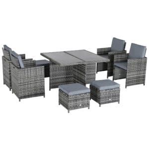 Outsunny 9pc Rattan Dining Set