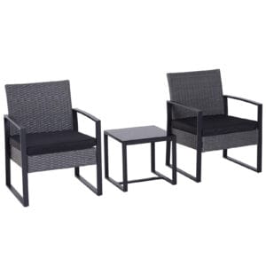 Outsunny Rattan Dining Set 3 Pieces Patio