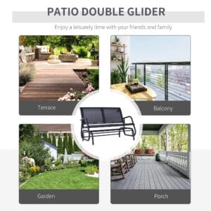 Outsunny Double Swing Bench-Black