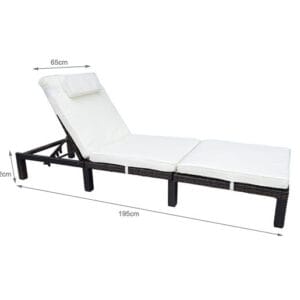 Outsunny Rattan Sun Lounger Bed-Brown