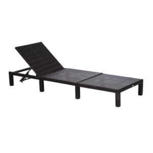 Outsunny Rattan Sun Lounger Bed-Brown