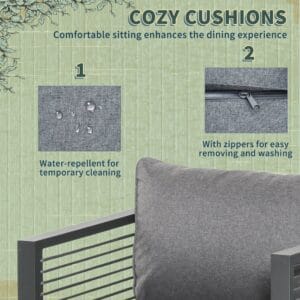 Outsunny Dining Set Table 4 Chairs & 4 Footstools