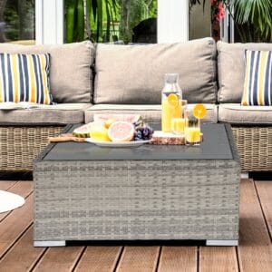 Outsunny Patio Coffee Table Rattan Wicker