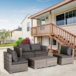 Outsunny Sofa & Coffee Table Set