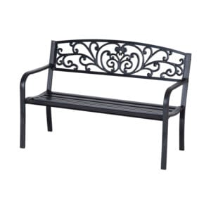 Outsunny Garden Bench 2-Seater Steel-Black