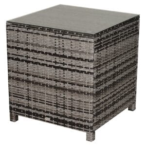 Outsunny Garden Rattan Table Glass Top