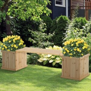 Outsunny Wooden Planter & Bench