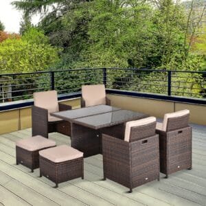Outsunny 9pc Rattan Dining Set