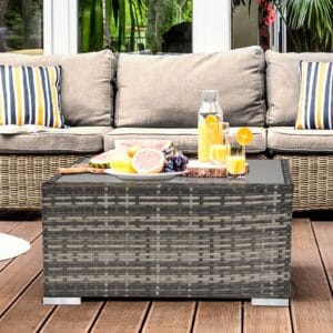 Outsunny Patio Coffee Table Rattan Wicker