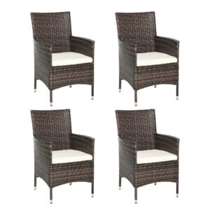 Outsunny 4pc Rattan Wicker Dining Chair Set