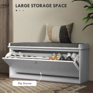 Homcom Shoe Bench w/ Flip Drawer