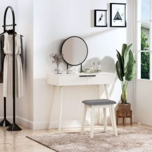 Homcom Dressing Table w/ Round Mirror