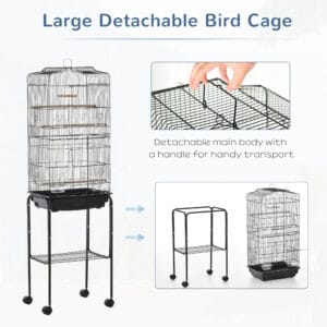 Pawhut Bird Cage Metal w/ Rolling Stand