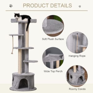 Pawhut Cat Tree Tower w/ Scratching Post