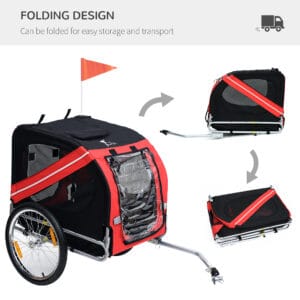 Pawhut Dog/Cat Bicycle Trailer Red