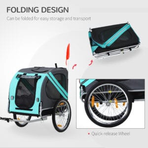 Pawhut Dog/Cat Bicycle Trailer Green
