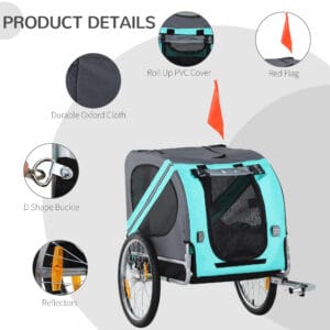 Pawhut Dog/Cat Bicycle Trailer Green