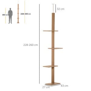 Pawhut Floor To Ceiling Cat Tree 260cm