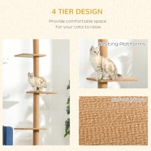 Pawhut Floor To Ceiling Cat Tree 260cm