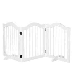 Pawhut Dog Gate w/ Support Feet Wood