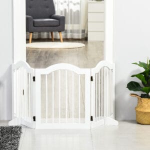 Pawhut Dog Gate w/ Support Feet Wood