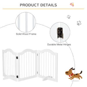 Pawhut Dog Gate w/ Support Feet Wood