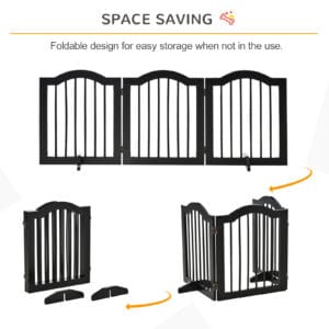 Pawhut 3 Panels Dog Gate Safety Barrier