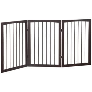 Pawhut Pet Safety Gate Dog Fence Pine Wood