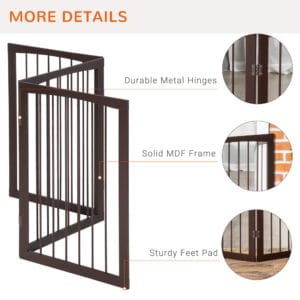 Pawhut Pet Safety Gate Dog Fence Pine Wood
