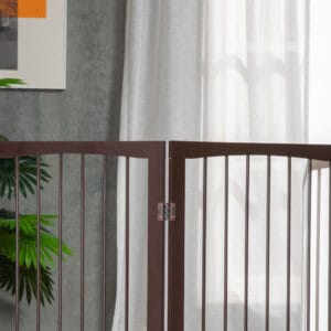 Pawhut Pet Safety Gate Dog Fence Pine Wood