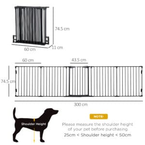 Pawhut Pet Gate 5-Panel Stair Barrier