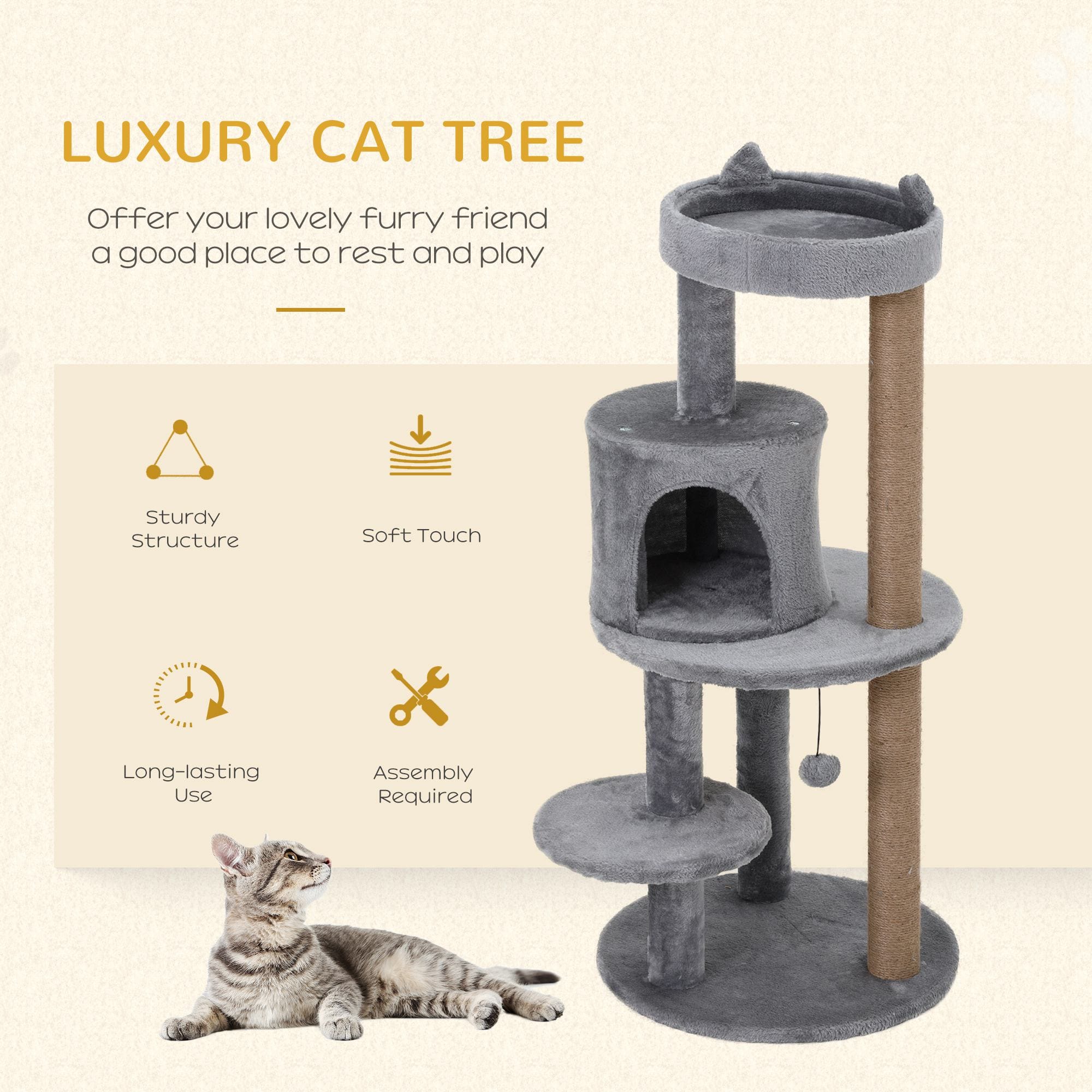 Pawhut Cat Activity Tree w/ Scratch Posts Pawhut Cat Activity Tree w/ Scratch Posts