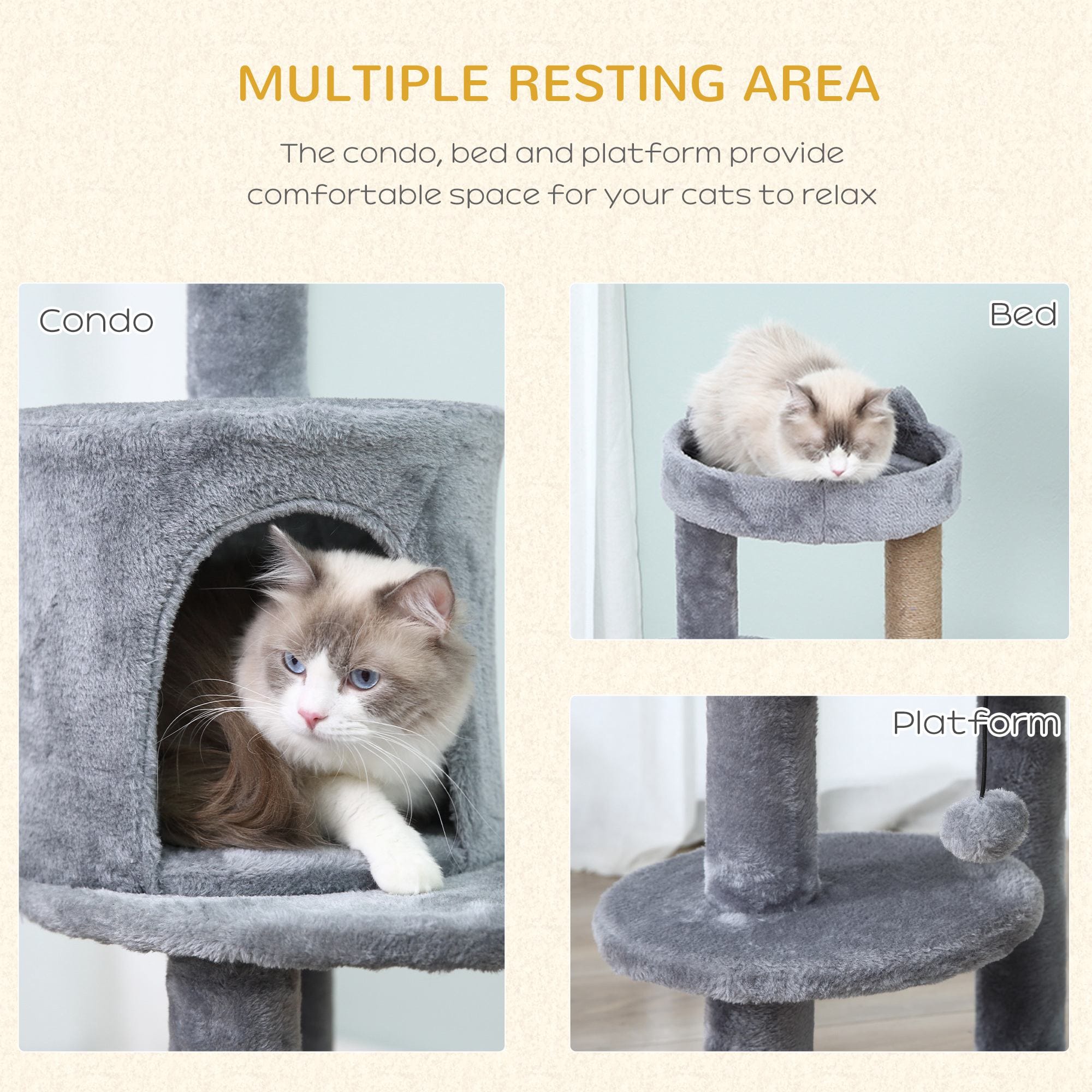 Pawhut Cat Activity Tree w/ Scratch Posts Pawhut Cat Activity Tree w/ Scratch Posts