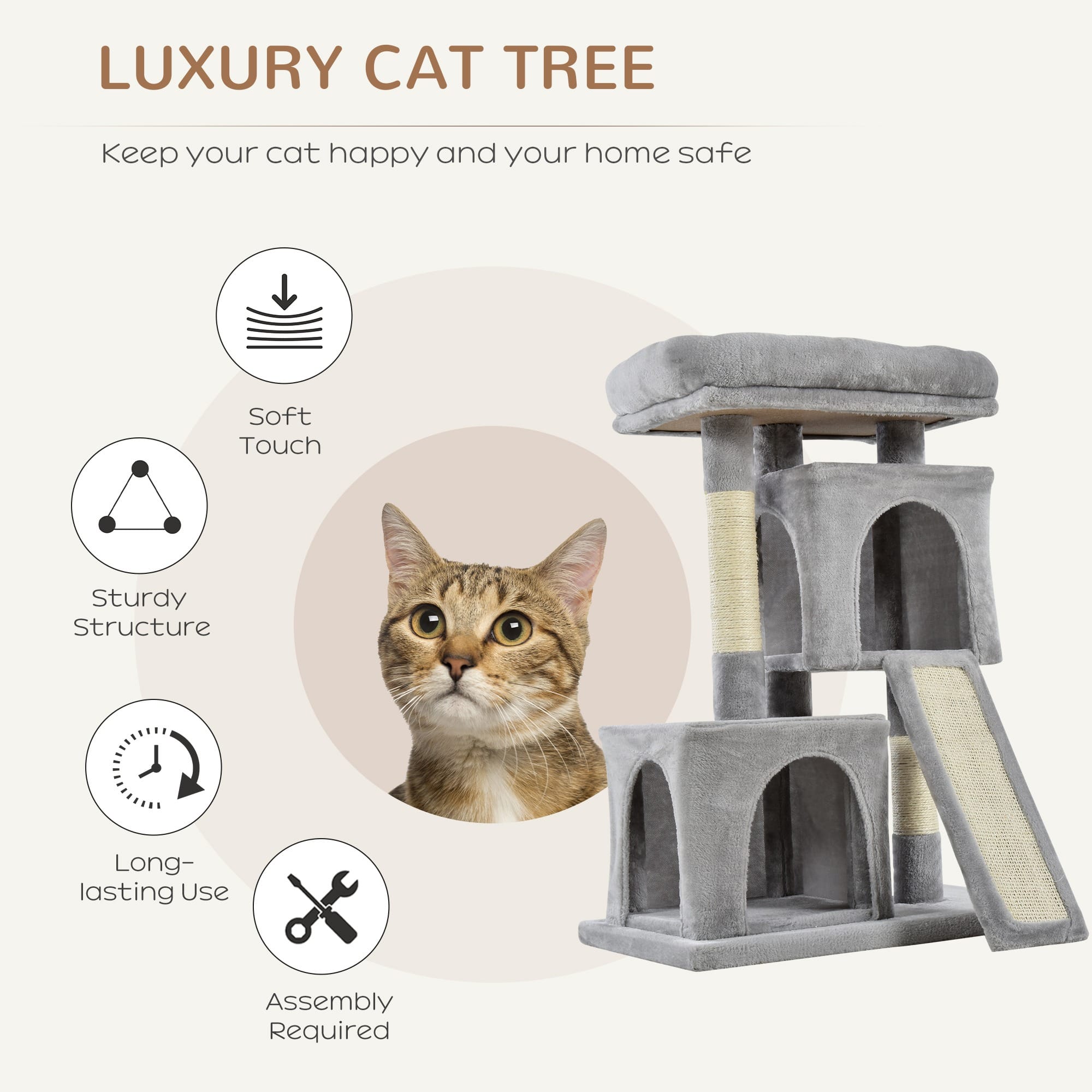 PawHut Cat Activity Tree Rest & Play PawHut Cat Activity Tree Rest & Play