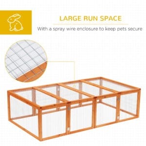 PawHut Rabbit Hutch Cage With Run and Play Space