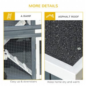 Pawhut Wooden Rabbit Hutch w/ Roof