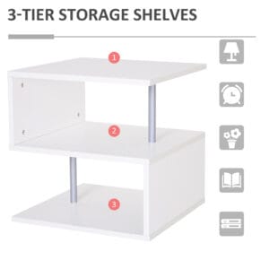 Homcom Side Table 2 Tier Storage Shelf